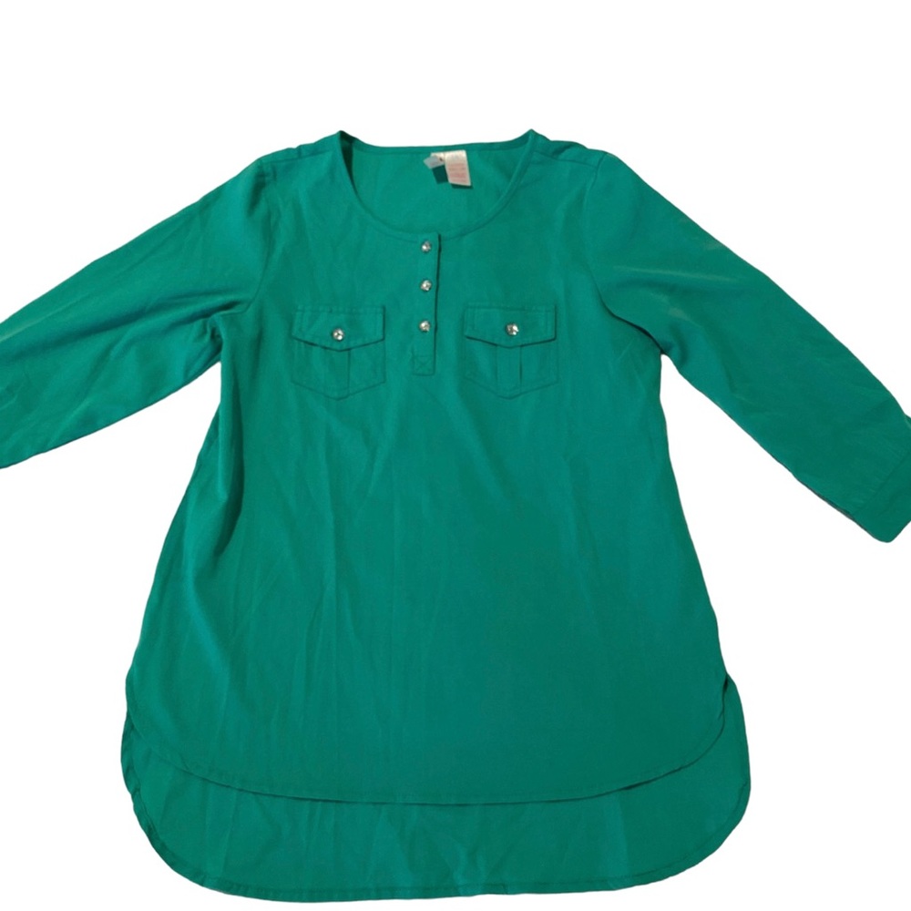 1/4 length sleeve. Green. Japan Kids. Size 14. Blouse.
